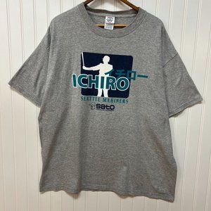 Vintage Seattle Mariners Ichiro Suzuki Gray T Shirt Promo Delta Pro Weight Sz XL